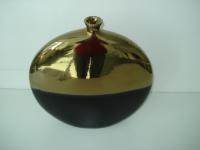 Ваза Ноблес плоска кръг злато/черно 31см