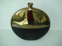 Ваза Ноблес плоска кръг злато/черно 42см